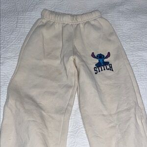 Zara Kids Cream Sweatpants with Stitch Design
